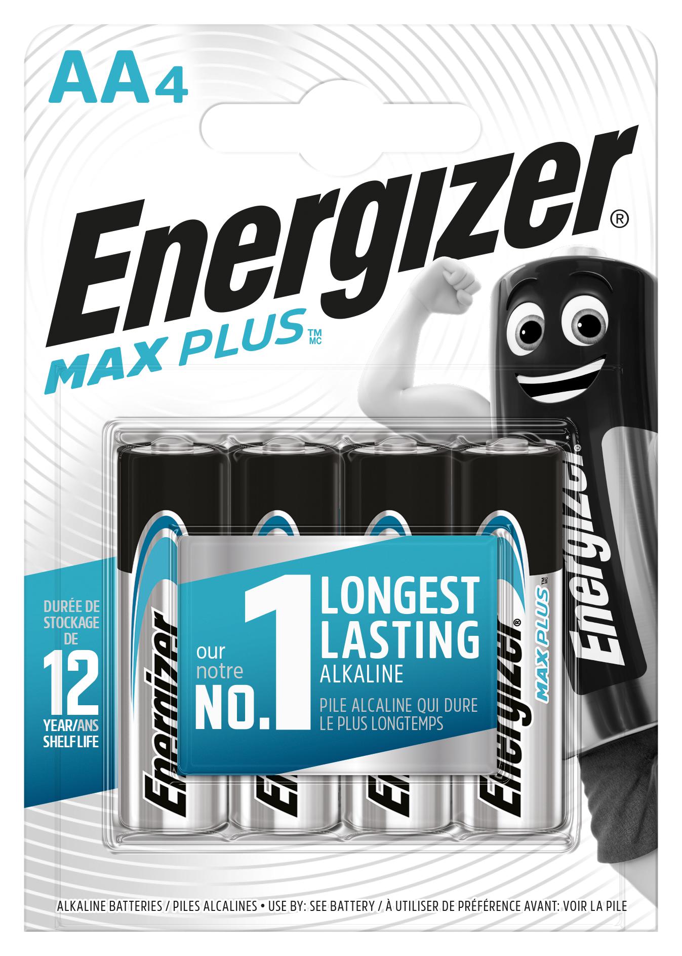 Energizer E301323602 Battery, Alkaline, 1.5V, Aa, Pk4