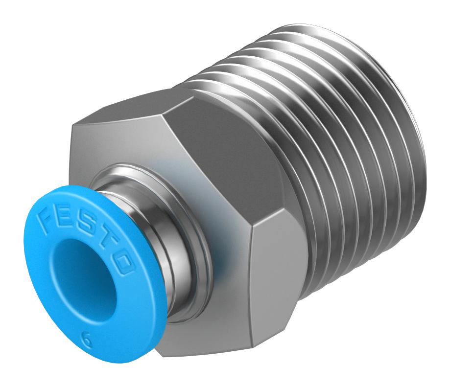 Festo Qs-3/8-6 Push-In Fitting, 6mm, R3/8