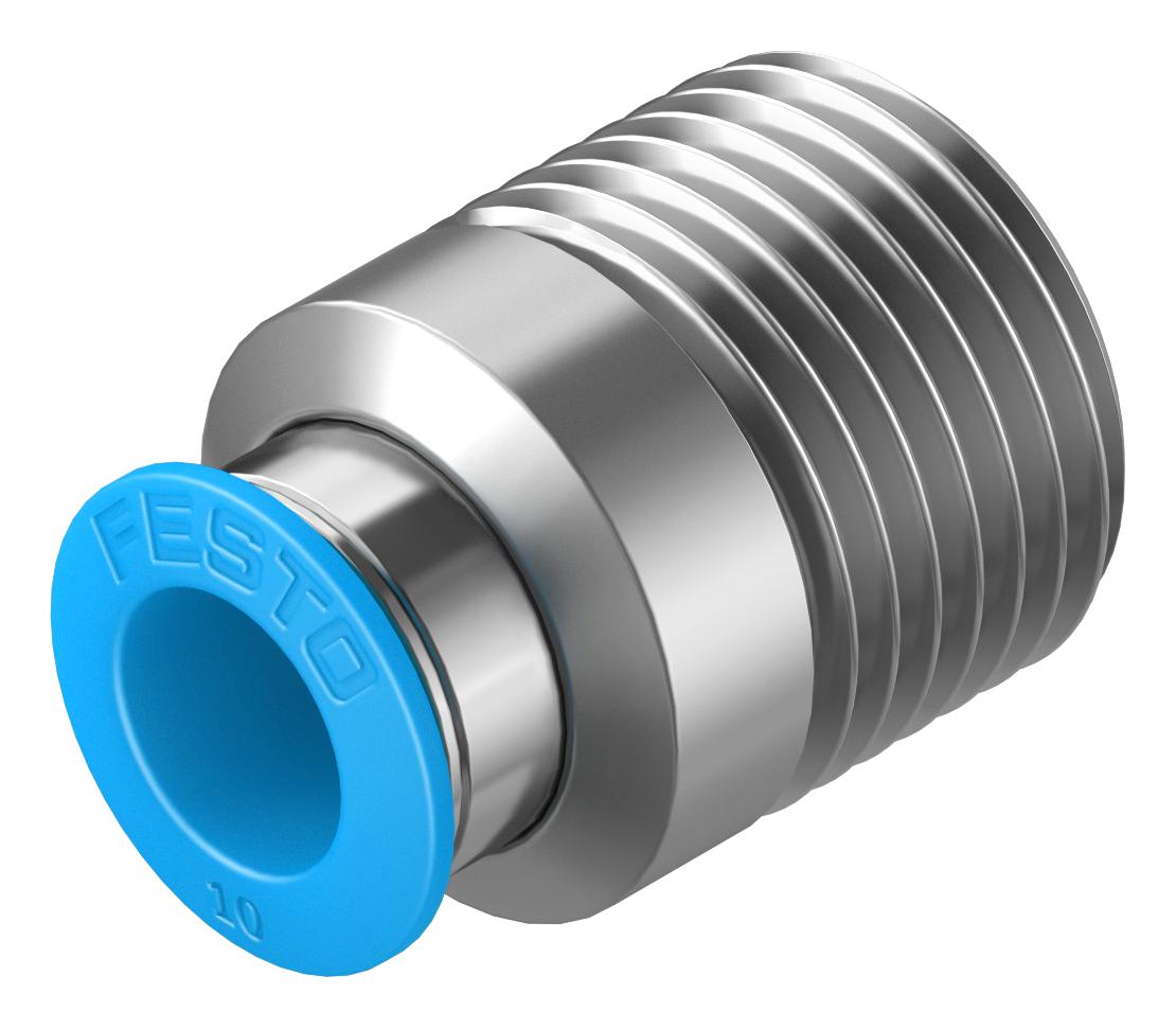 Festo Qs-1/2-10-I Push-In Fitting, 10mm, R1/2, 20.8mm