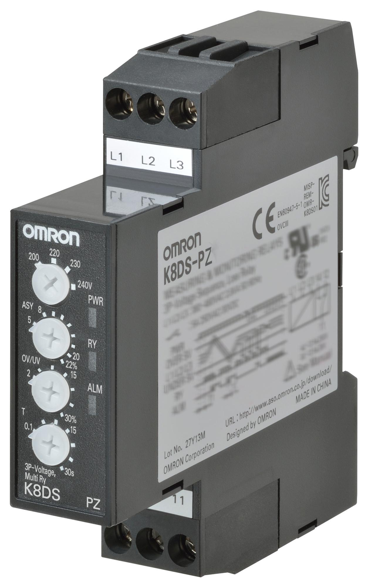 Omron Industrial Automation K8Ds-Pz2 Phase Relay, Spdt, 5A, 250Vac, Din Rail