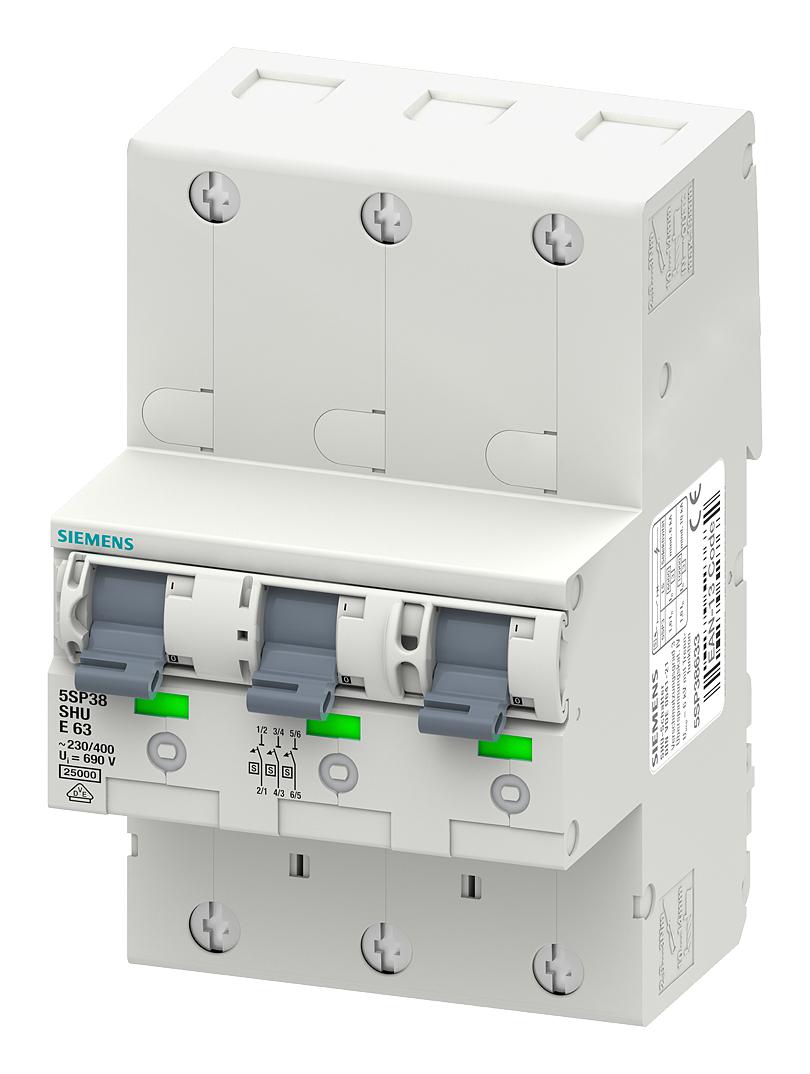 Siemens 5Sp3816-3 Miniature Ckt Breaker, 3P, 16A, 400Vac