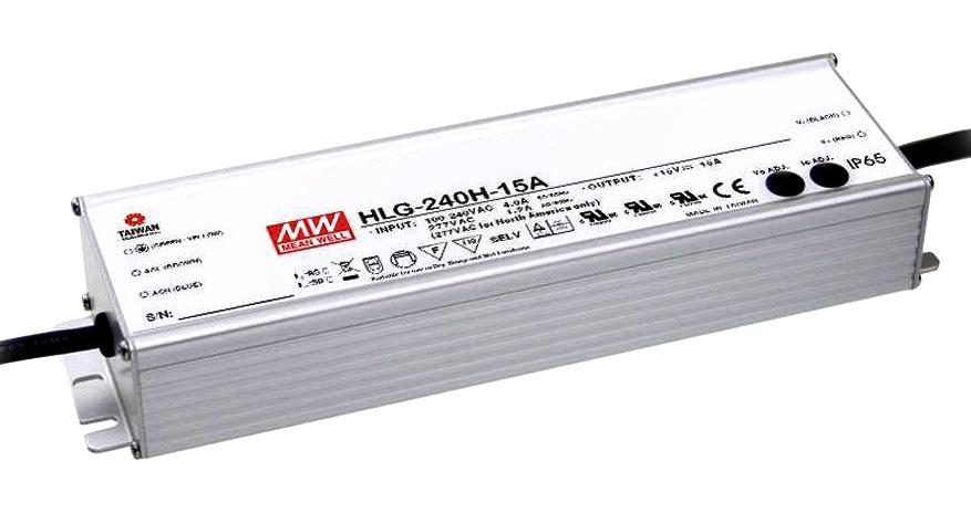 MEAN WELL Hlg-240H-15B Led Driver, Constant Current/volt, 225W