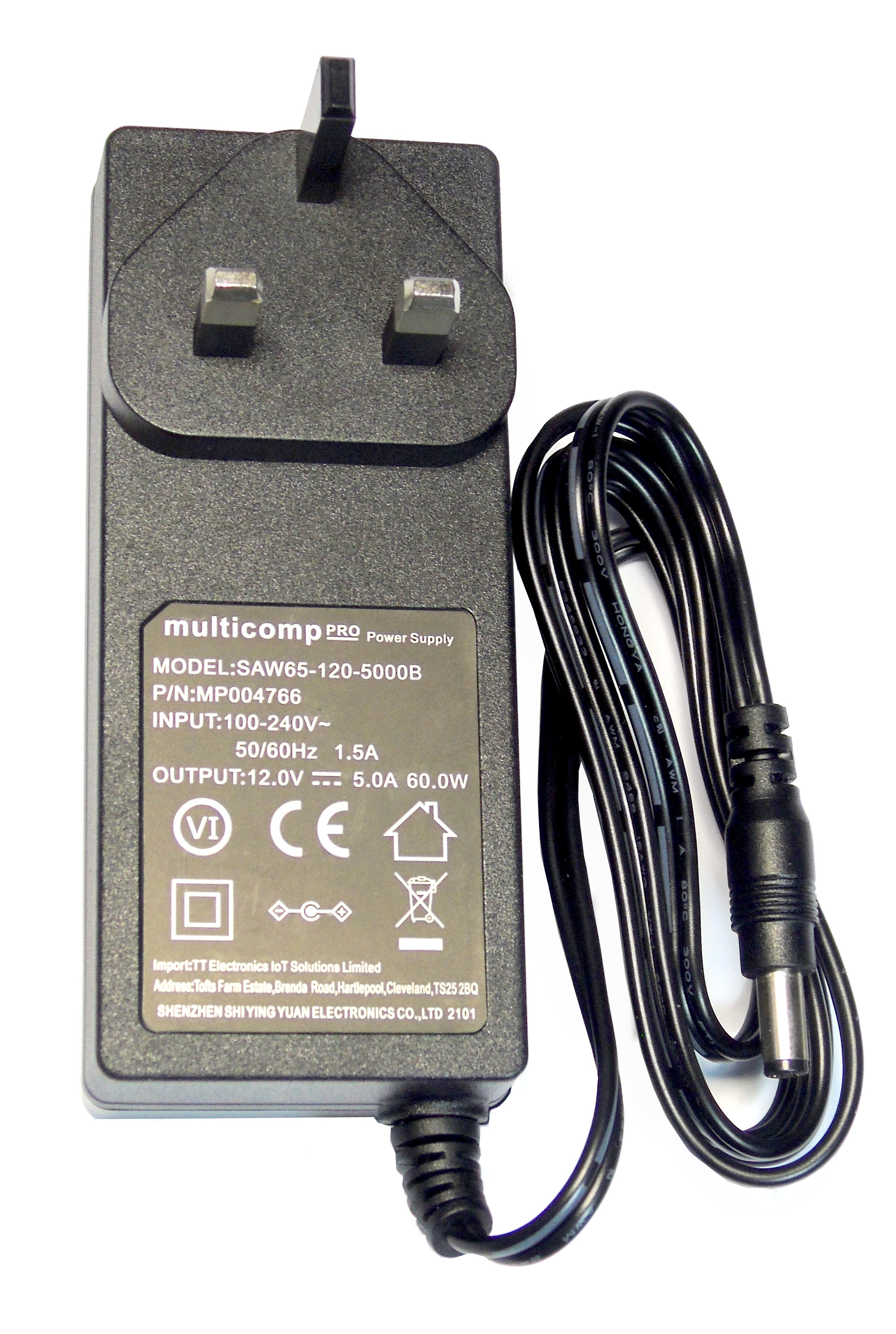 Multicomp Pro Mp004766 Adapter, Ac-Dc, 12V, 5A