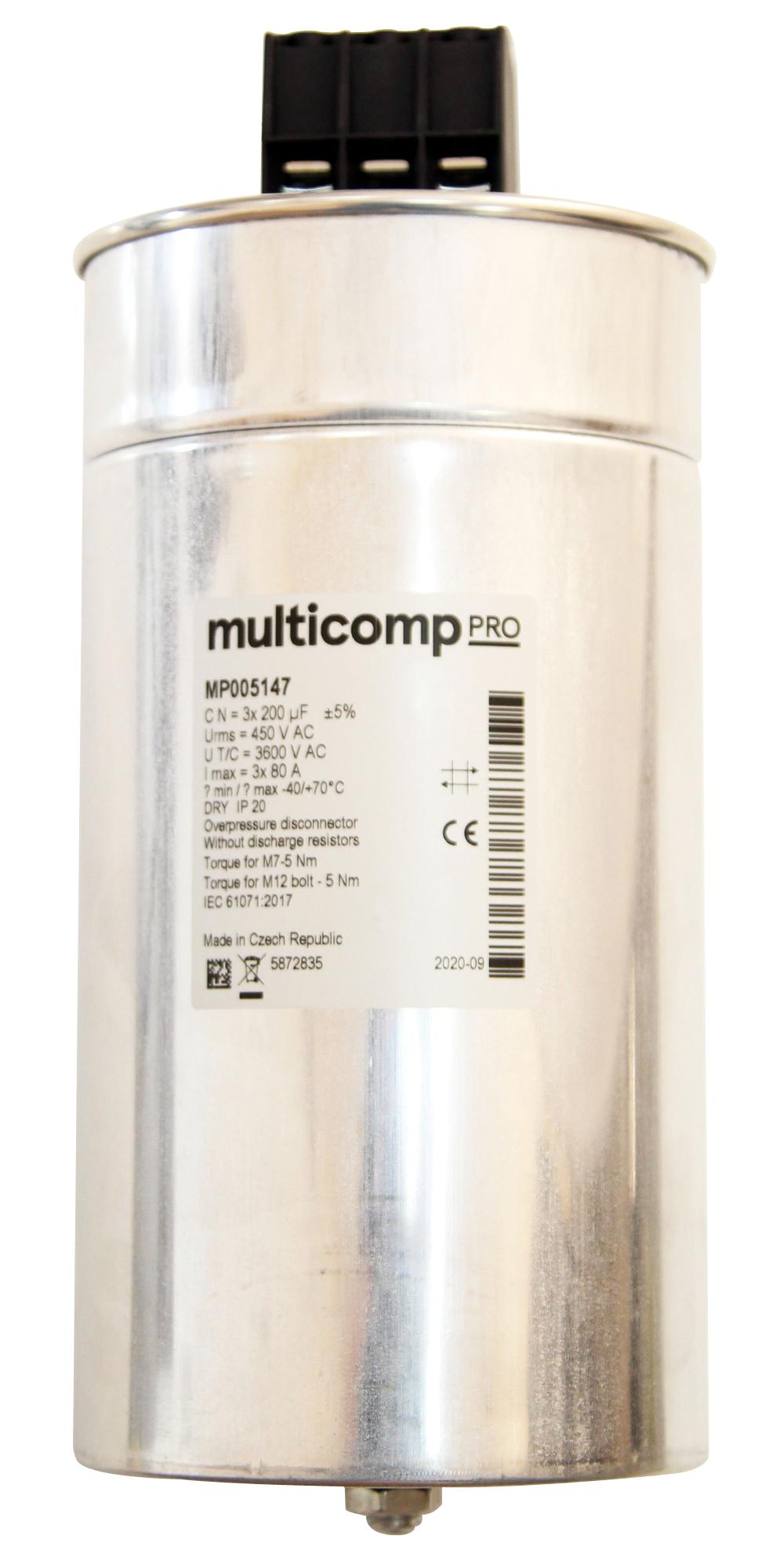 Multicomp Pro Mp005147 Capacitor, Film, Pp, 200Uf, 450Vac