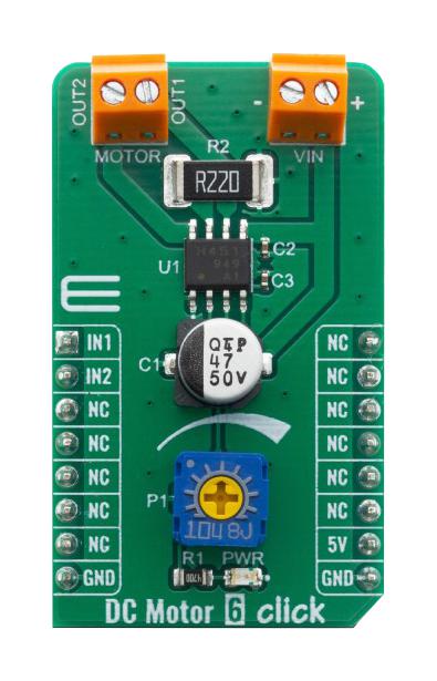 MikroElektronika Mikroe-4114 Click Board, Dc Motor, Brushed, Gpio, 5V