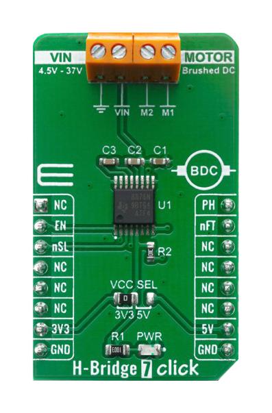 MikroElektronika Mikroe-4143 Click Board, Brushed, Dc Motor, Gpio