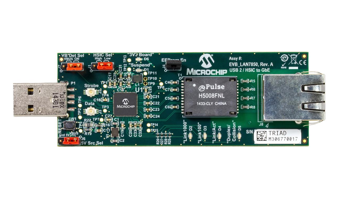 Microchip Technology Technology Evb-Lan7850 Eval Board, Usb To Ethernet Controller