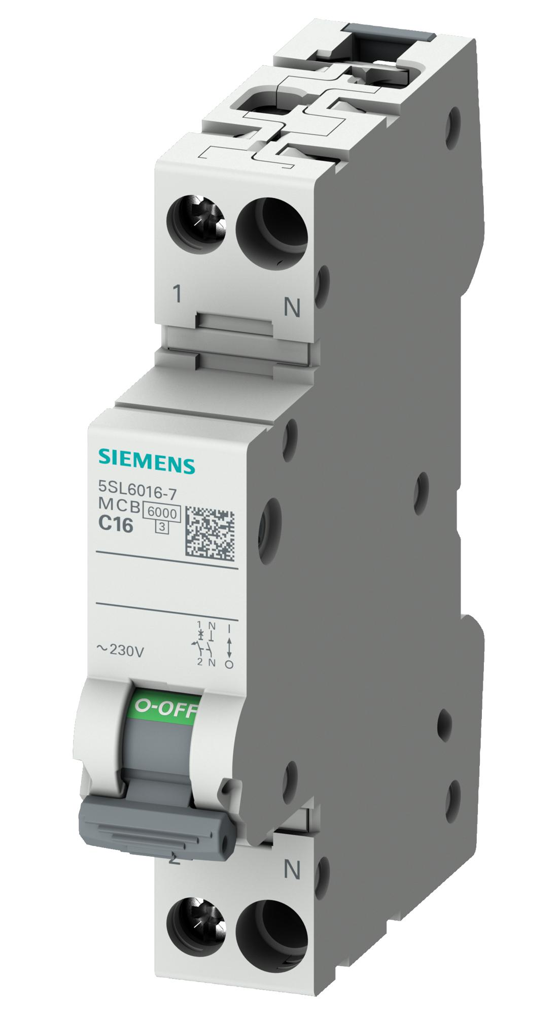 Siemens 5Sl6010-6 Miniature Ckt Breaker, 2P, 10A, 230Vac