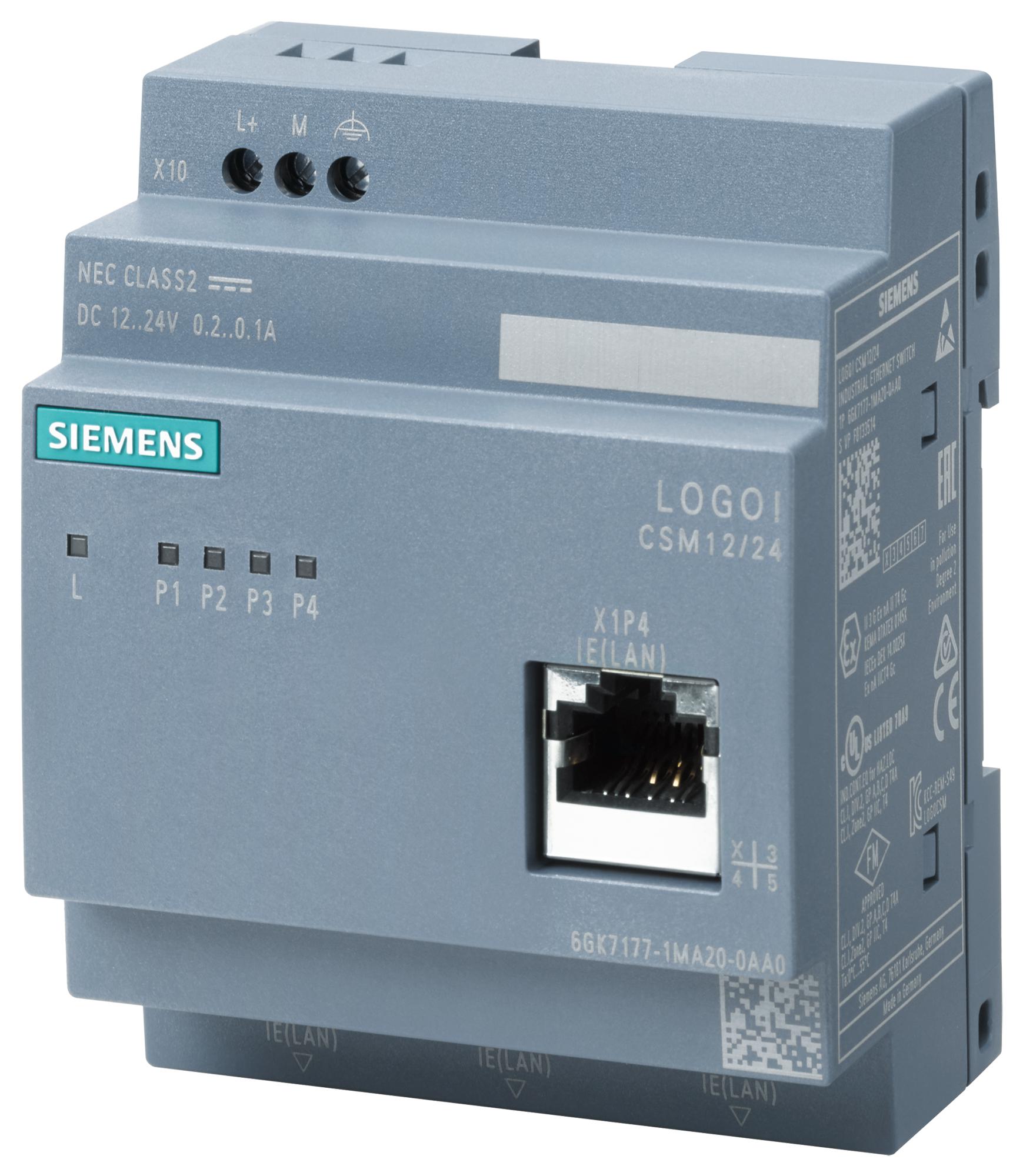 Siemens 6Gk7177-1Ma20-0Aa0 Compact Switch Module, 10/100Mbps, 24Vdc