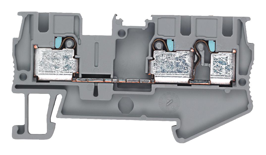 Siemens 8Wh6003-0Ag00 Dinrail Terminal Block, 3Way, 10Awg, Gry