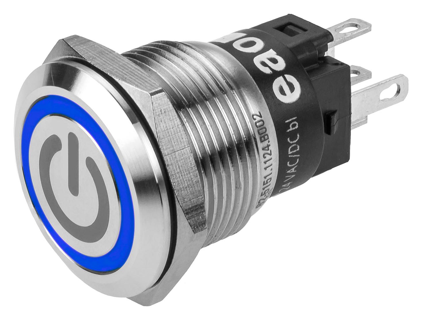 EAO 82-5151.1123.b002 Anti Vandal Sw, Spdt, 3A/240V, 19mm, Blu