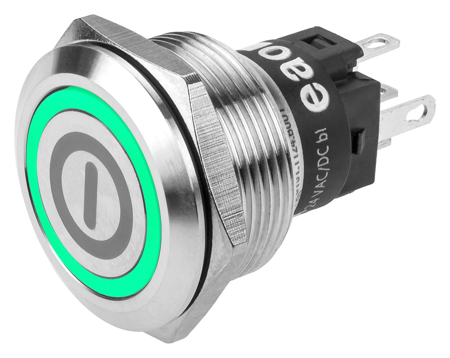 EAO 82-6151.1134.b001 Anti Vandal Sw, Spdt, 3A/240V, 22mm, Grn