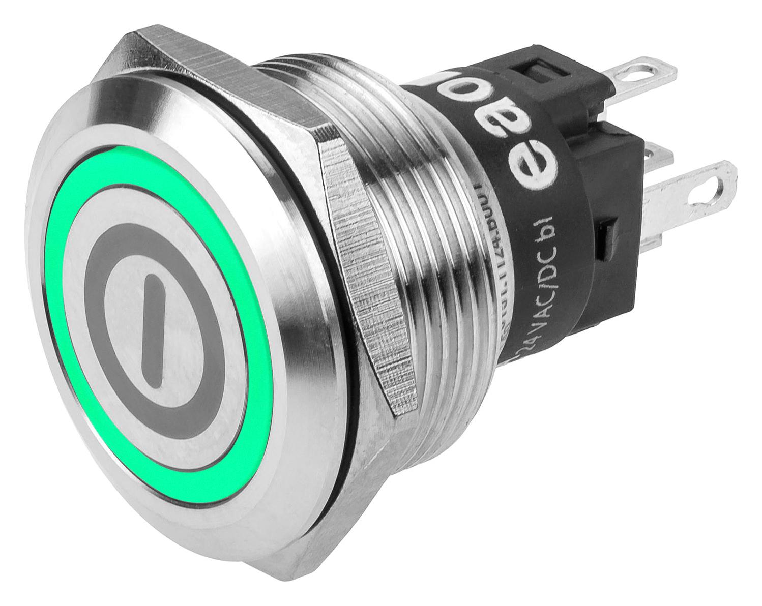 EAO 82-6151.2134.b001 Anti Vandal Sw, Spdt, 3A/240V, 22mm, Grn