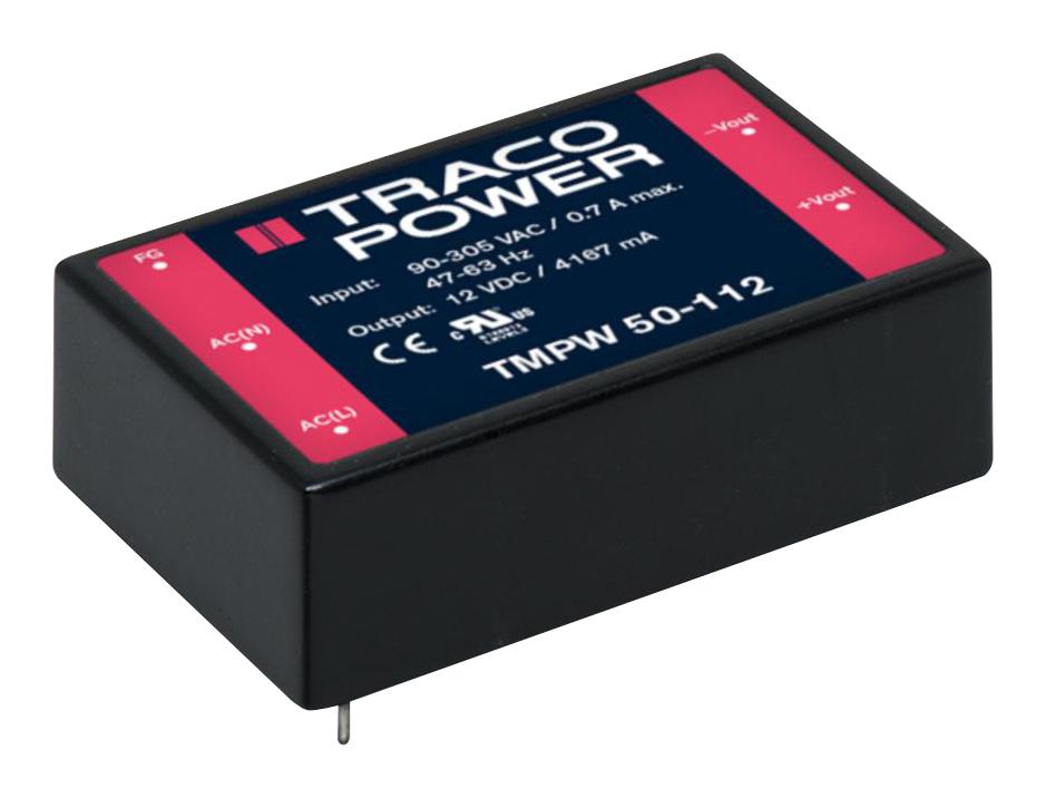 TRACO Power Tmpw 50-112 Power Supply, Ac-Dc, 12V, 4.167A