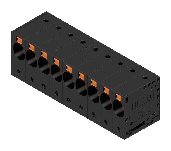 Weidmuller 2500520000 Wtb Terminal Block, 9Pos, 18-4Awg, Th