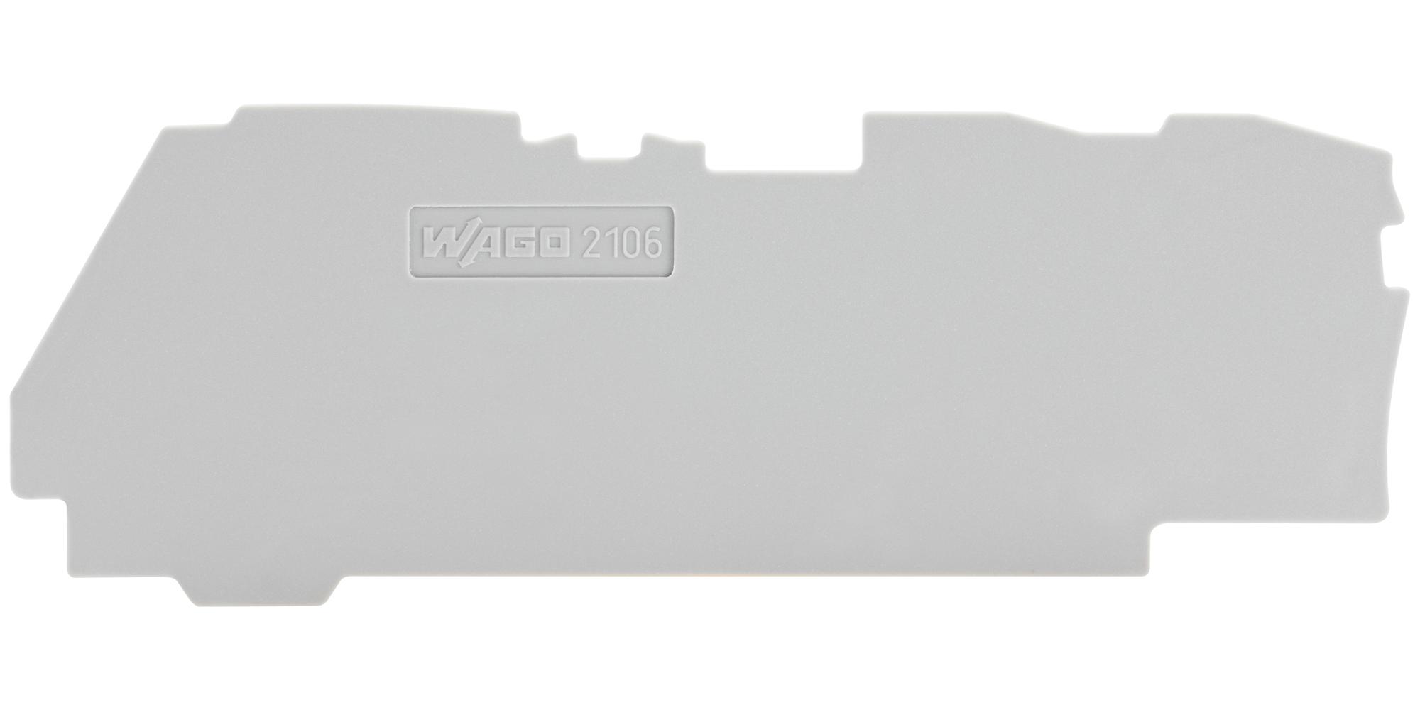 WAGO 2106-1391 End & Intermediate Plate, Grey, 90.8mm