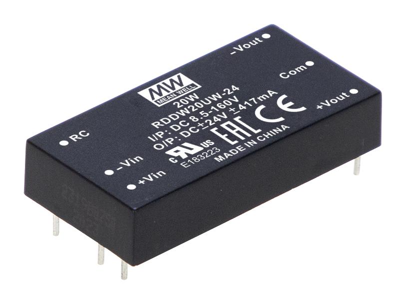 MEAN WELL Rddw20Uw-24 Dc-Dc Converter, 2 O/p, 20W