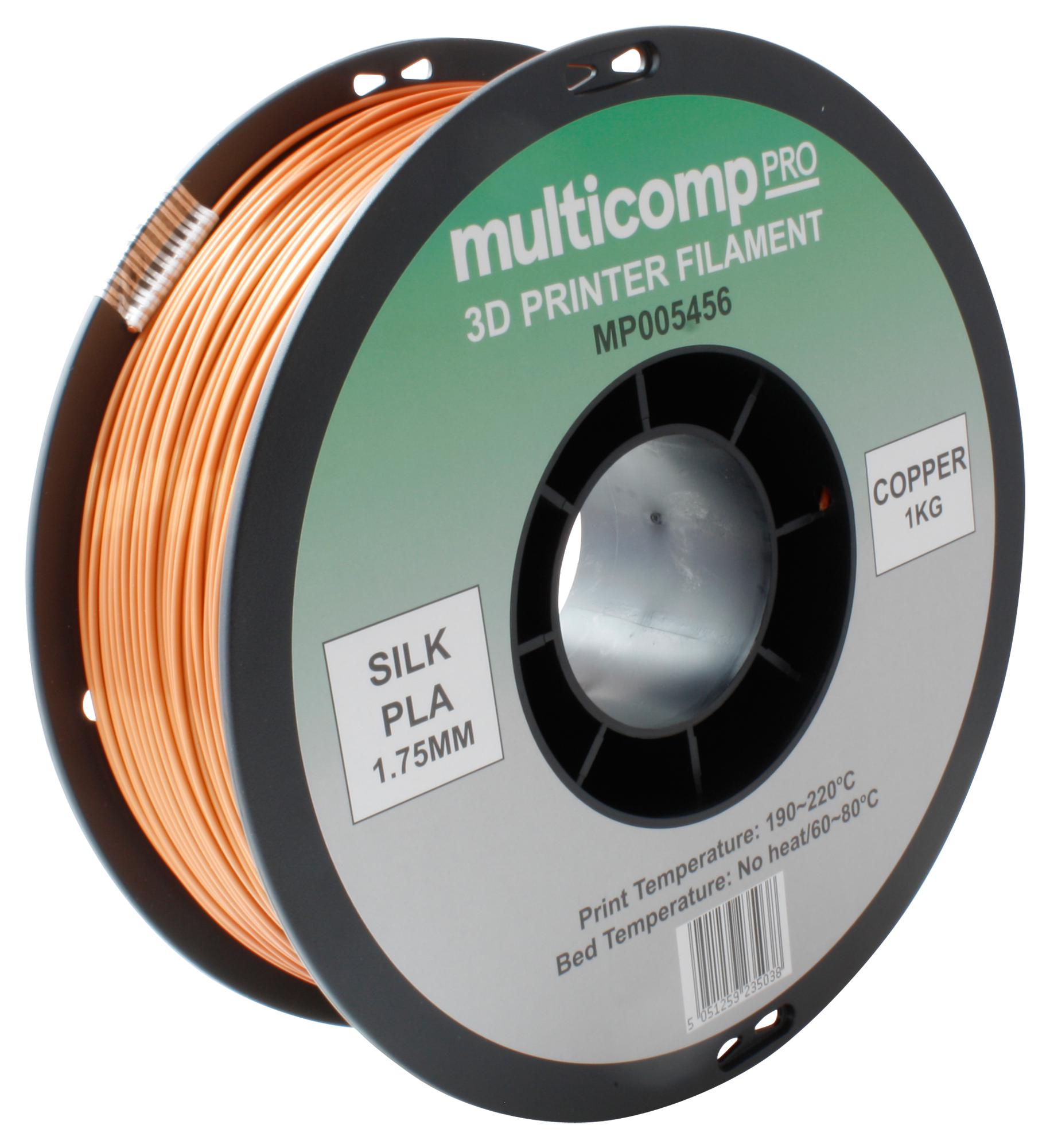 Multicomp Pro Mp005456 3D Printer Filament/pla/1.75mm/1Kg/coppr