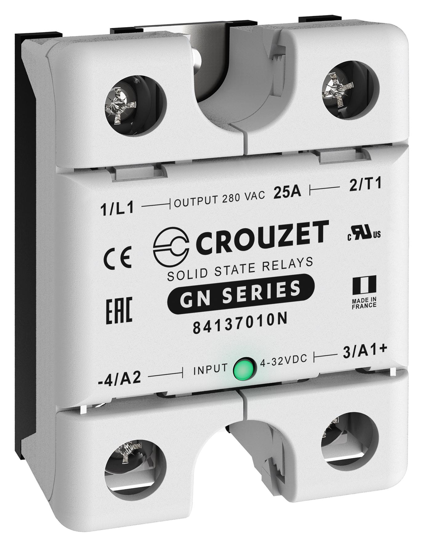 Crouzet 84137010N Solid State Relay, 25A, 24-280Vac, Panel