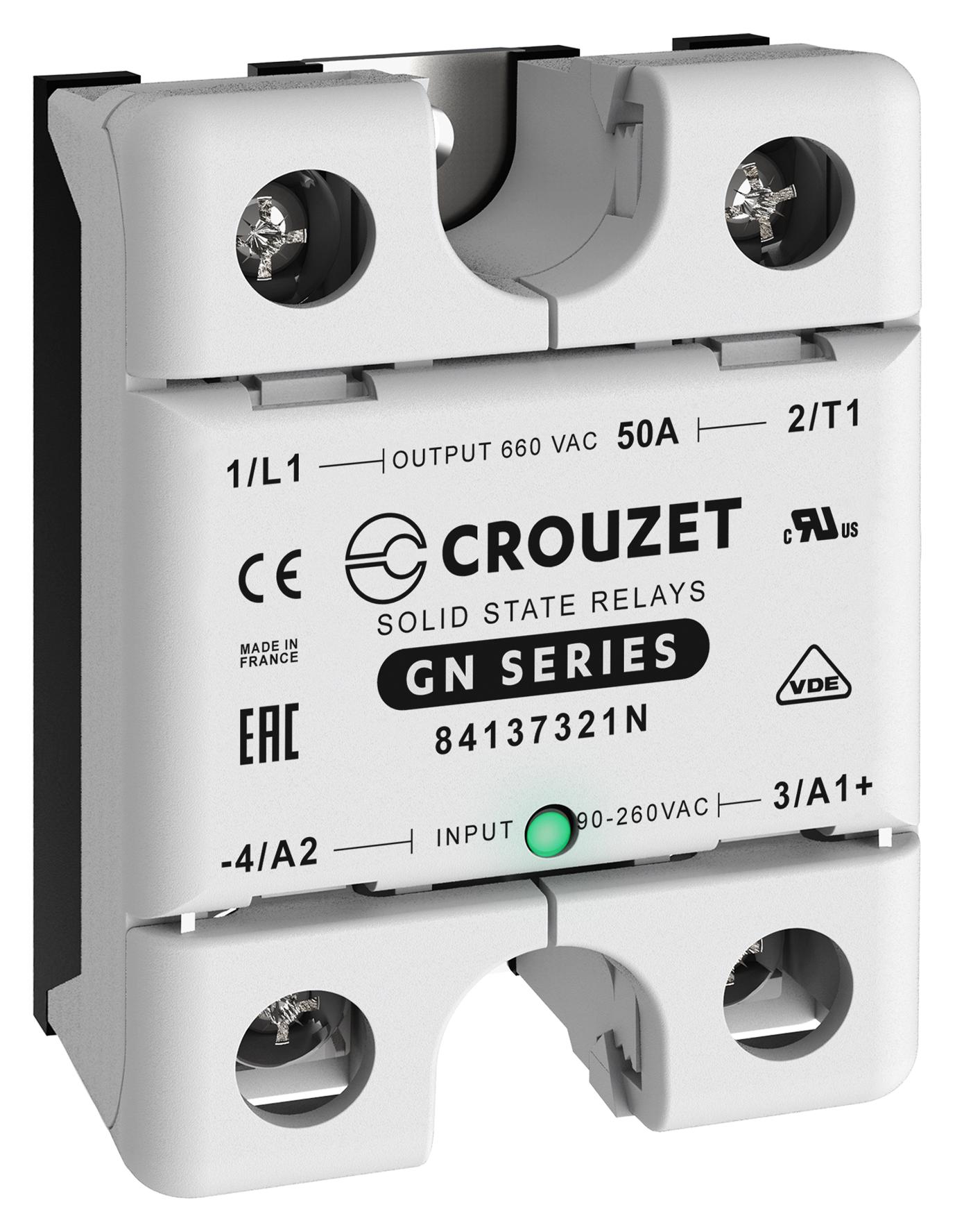 Crouzet 84137321N Solid State Relay, 50A, 48-660Vac, Panel