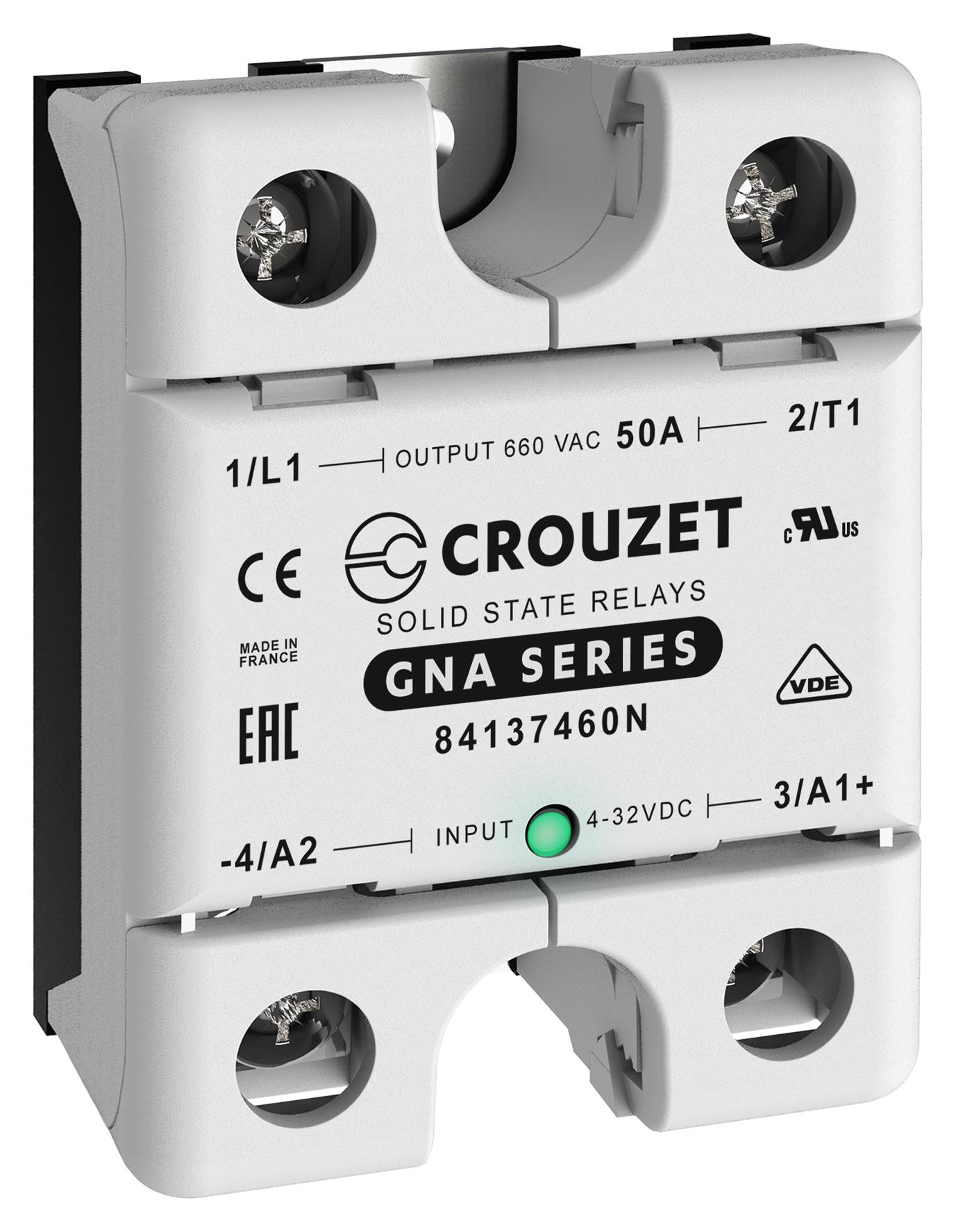 Crouzet 84137460N Solid State Relay, 50A, 48-660Vac, Panel