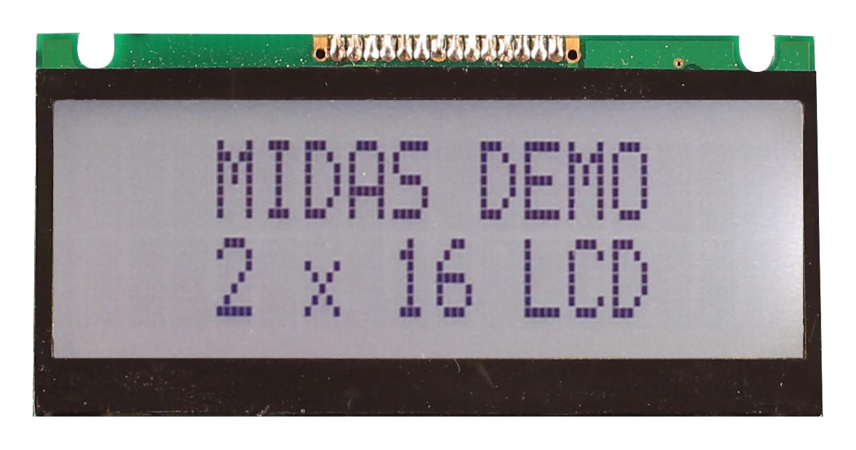 Midas Displays Mc21605Fa6We-Gptlw Lcd Display, Transflective, Fstn, 4.67mm