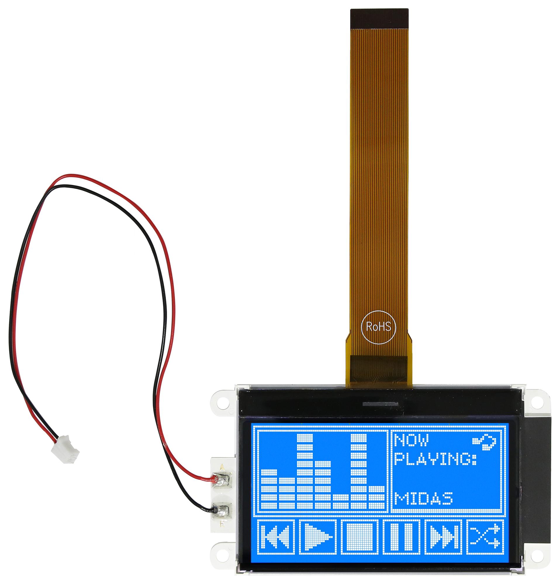 Midas Displays Mdcog128064Ca6W-Bnmlw Lcd Graphic Display, Transmissive, Stn