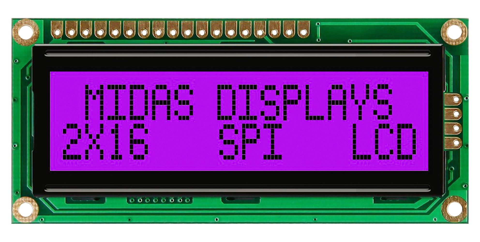 Midas Displays Md21605G6W1-Fptlrgbs Lcd Module, Fstn, Cob, Transflective