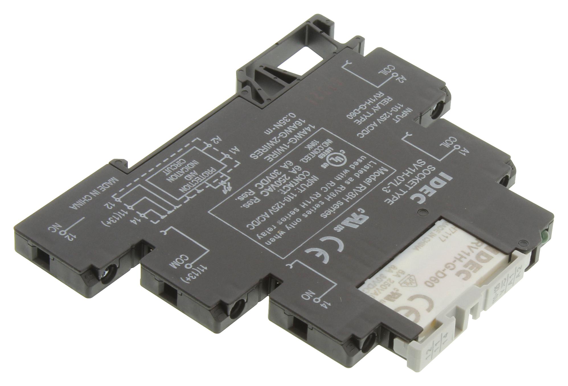 IDEC Rv8H-L-Ad110 Power Relay, Spdt, 125V, 6A, Din Rail