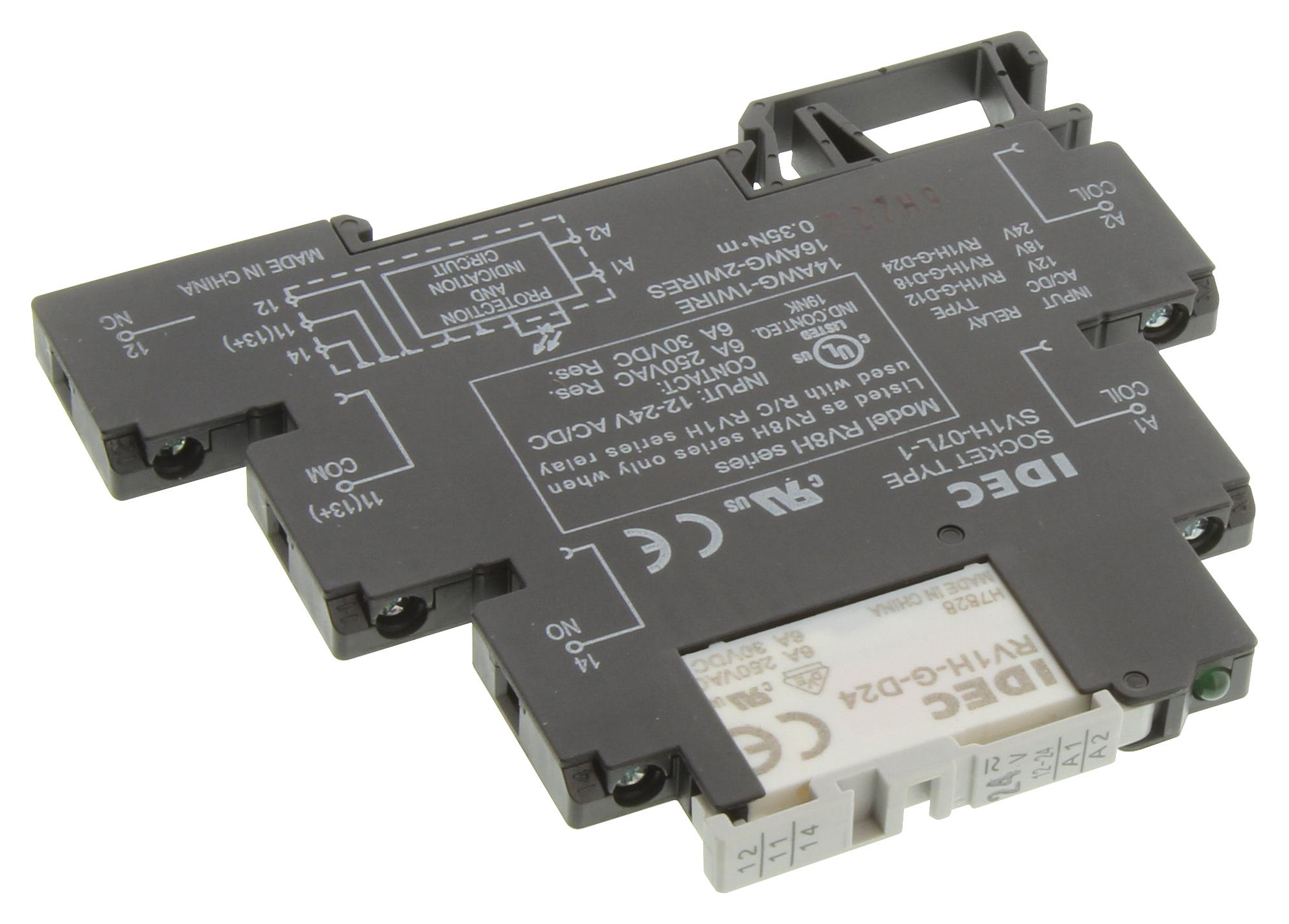 IDEC Rv8H-L-Ad24 Power Relay, Spdt, 24V, 6A, Din Rail