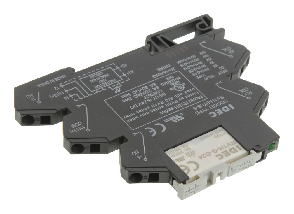 IDEC Rv8H-S-D24 Power Relay, Spdt, 24Vdc, 6A, Din Rail