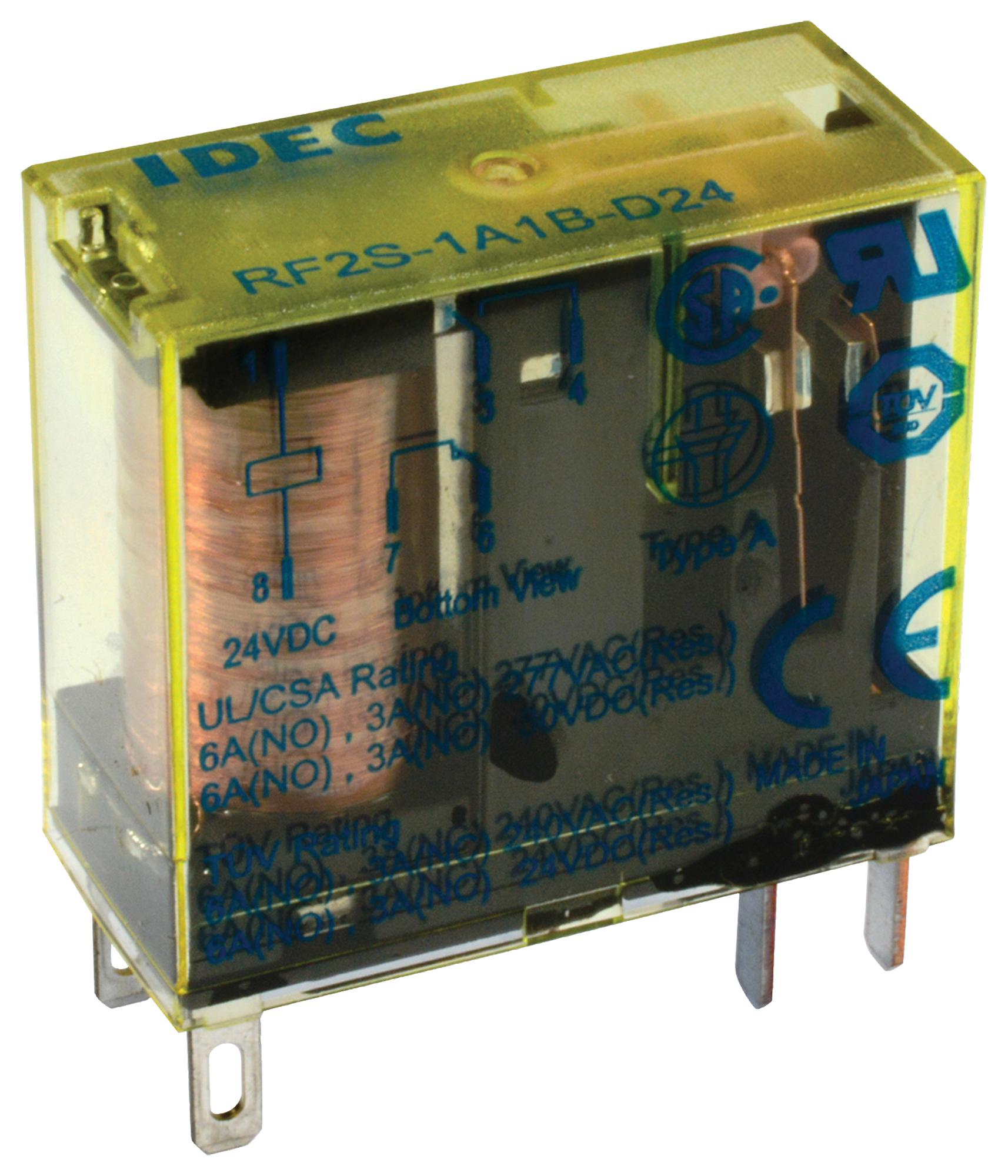 IDEC Rf2S-1A1B-D24 Power Relay, Spst-No/nc, 24Vdc, 6A, Skt