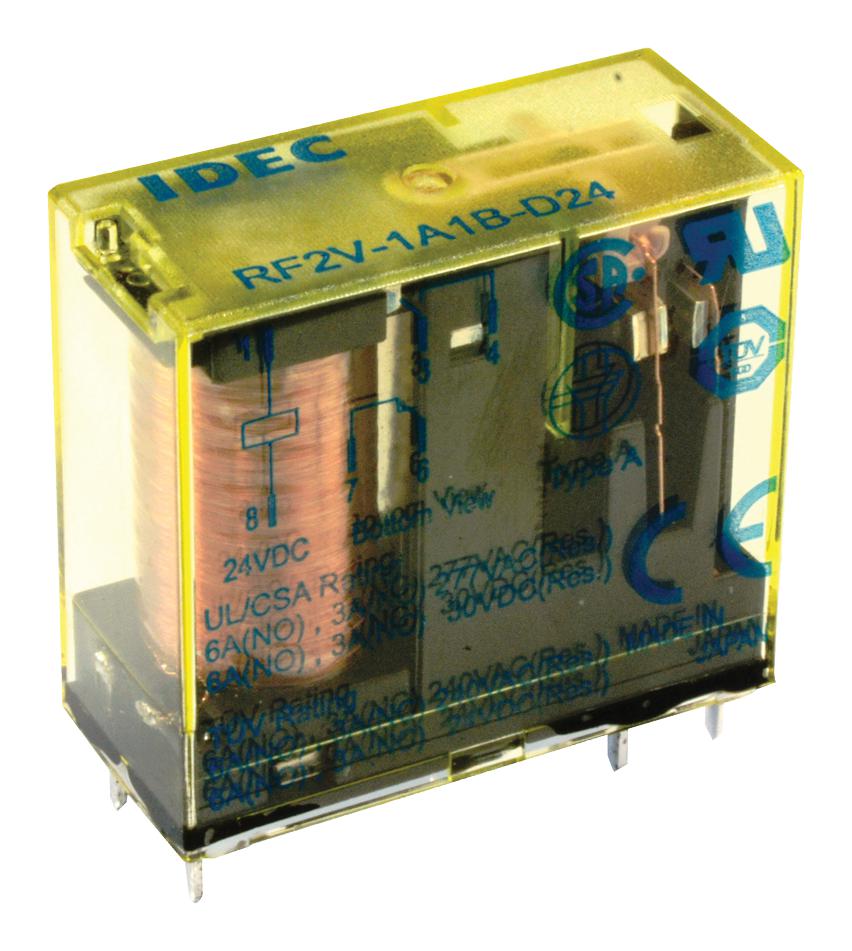 IDEC Rf2V-1A1B-D24 Power Relay, Spst-No/nc, 24Vdc, 6A, Tht