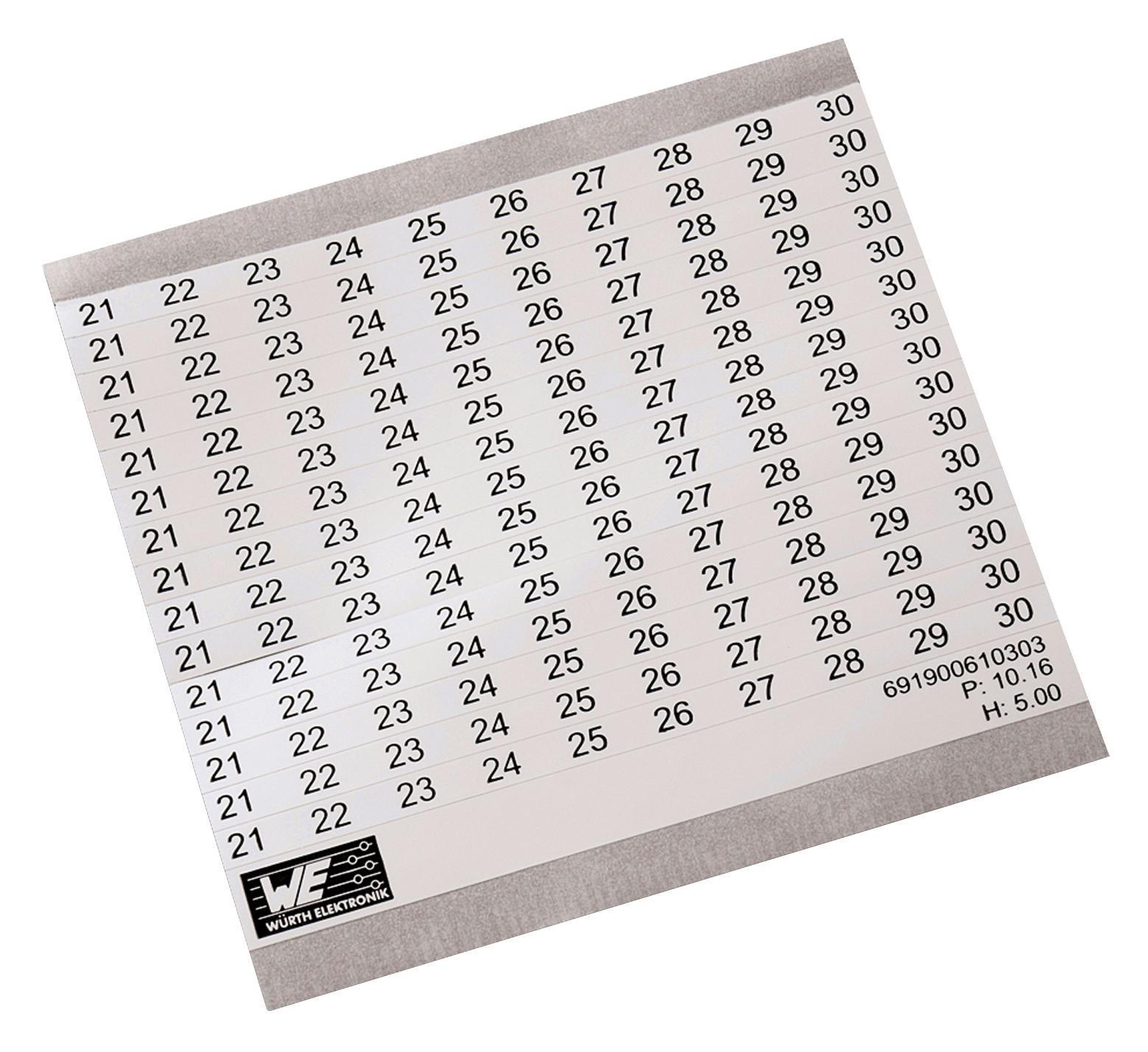 WÃ¼rth Elektronik 691900610303 Terminal Block, Label, 21-30, 10.16mm