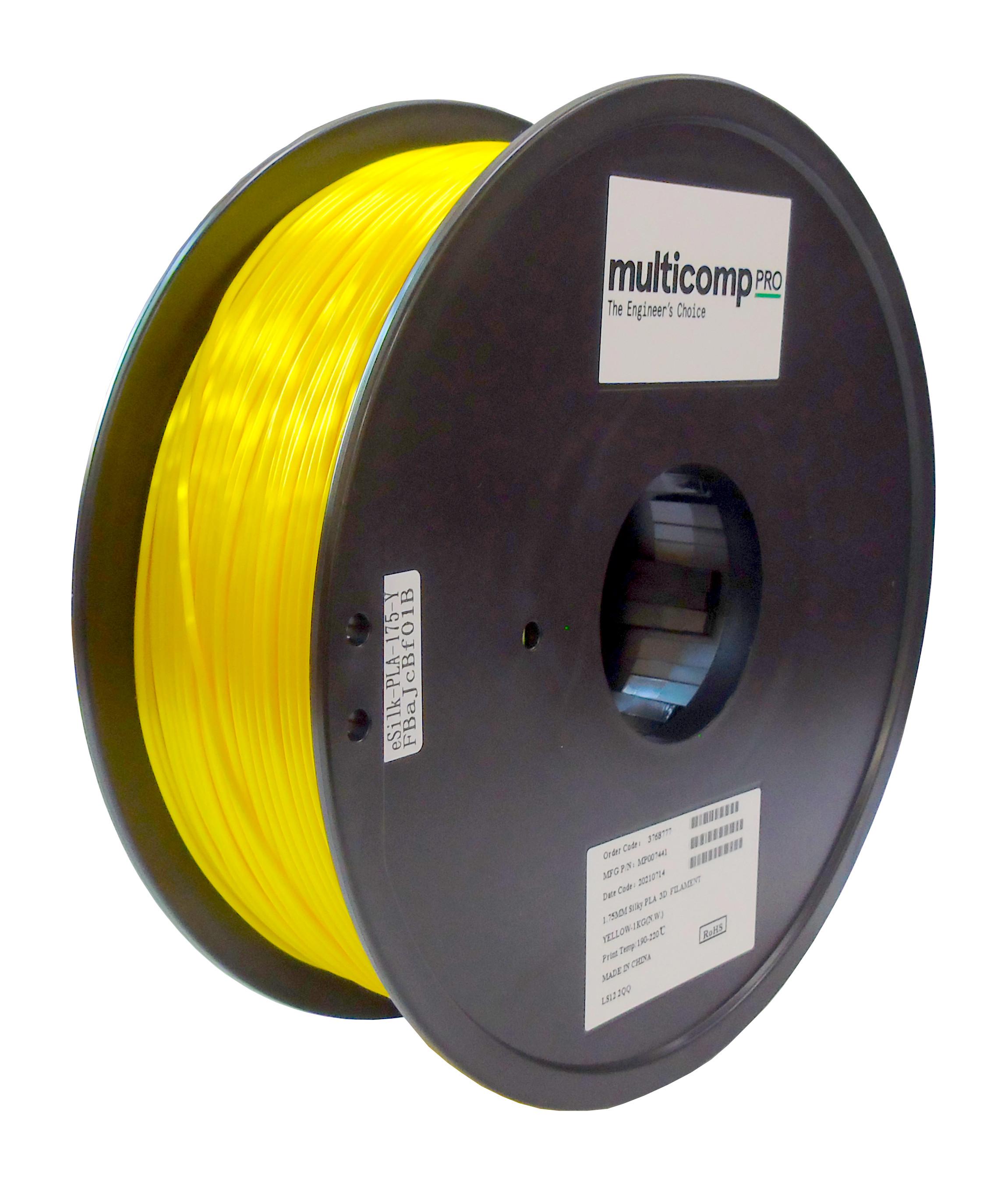 Multicomp Pro Mp007441 3D Filament, Silk Pla, 1.75mm, 1Kg/yel