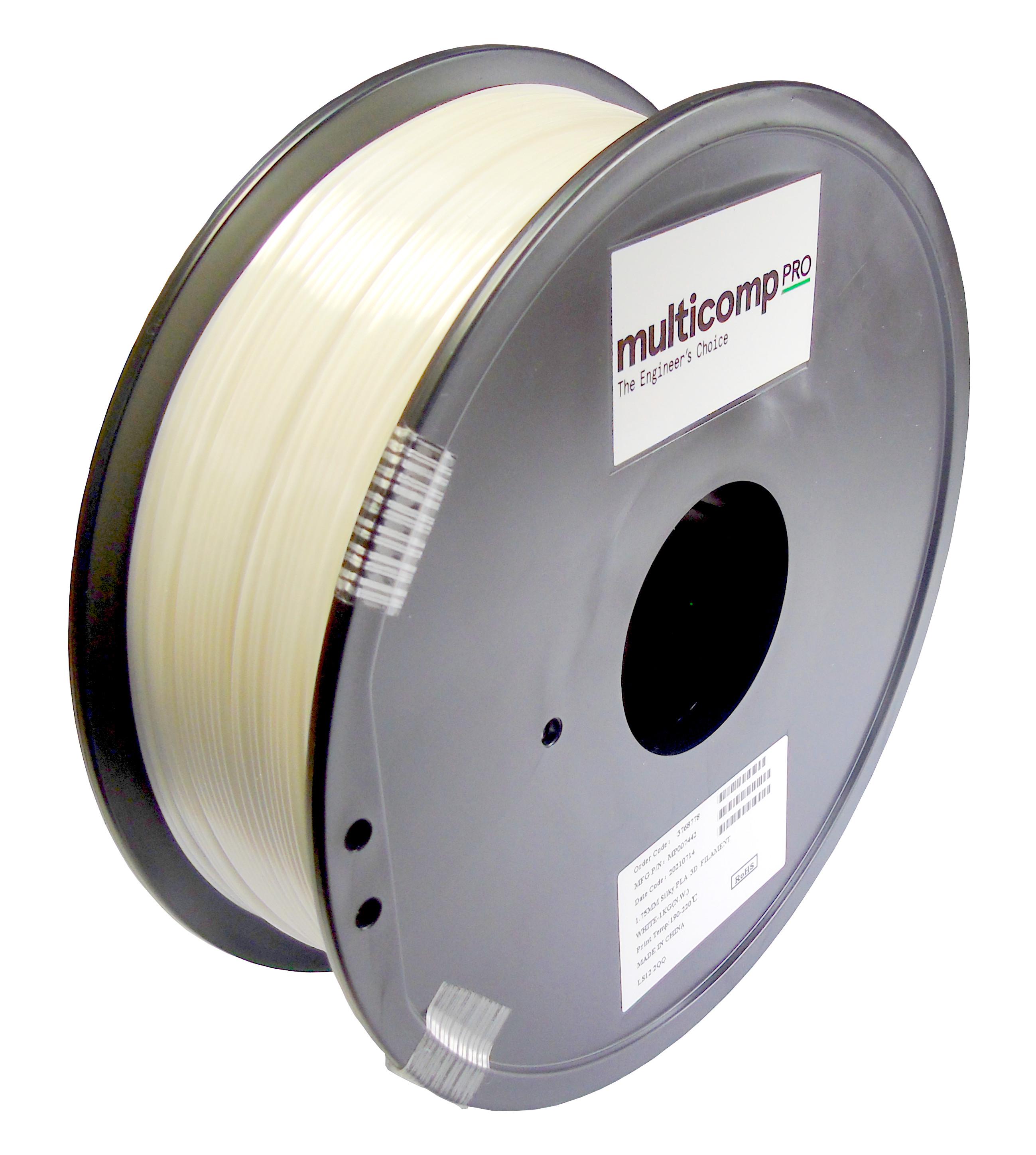 Multicomp Pro Mp007442 3D Filament, Silk Pla, 1.75mm, 1Kg/wht