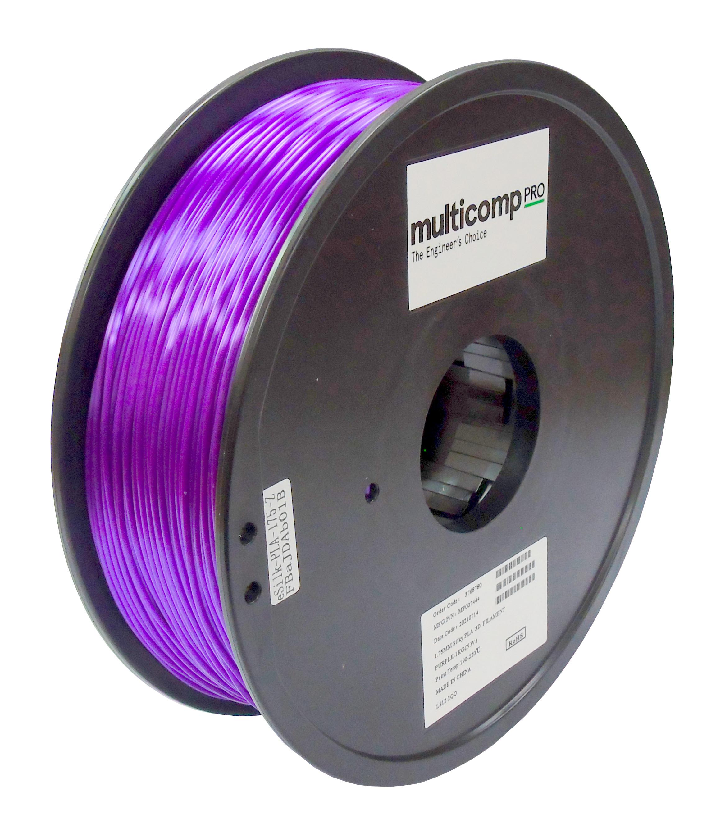 Multicomp Pro Mp007444 3D Filament, Silk Pla, 1.75mm/1Kg/purple