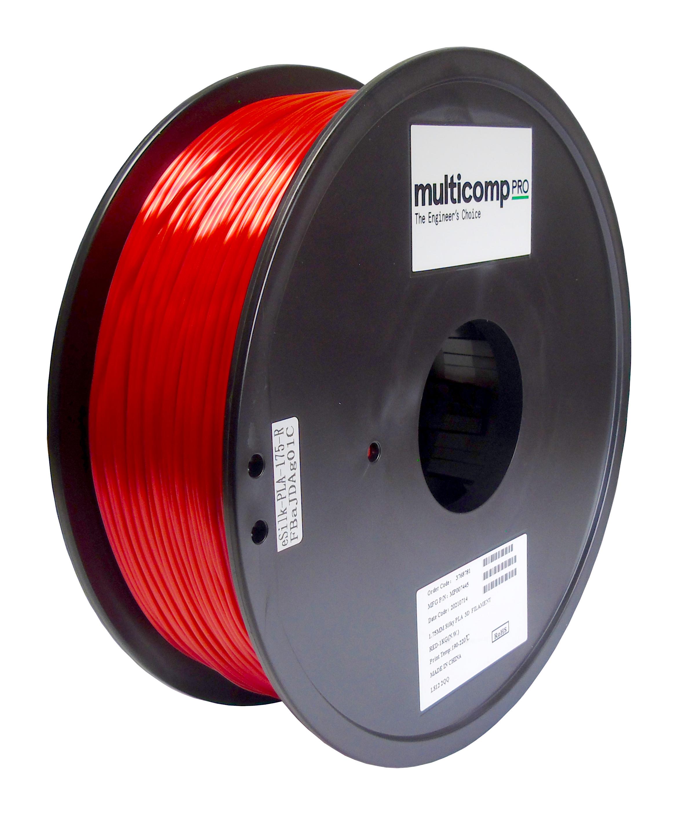 Multicomp Pro Mp007445 3D Filament, Silk Pla, 1.75mm, 1Kg/ Red