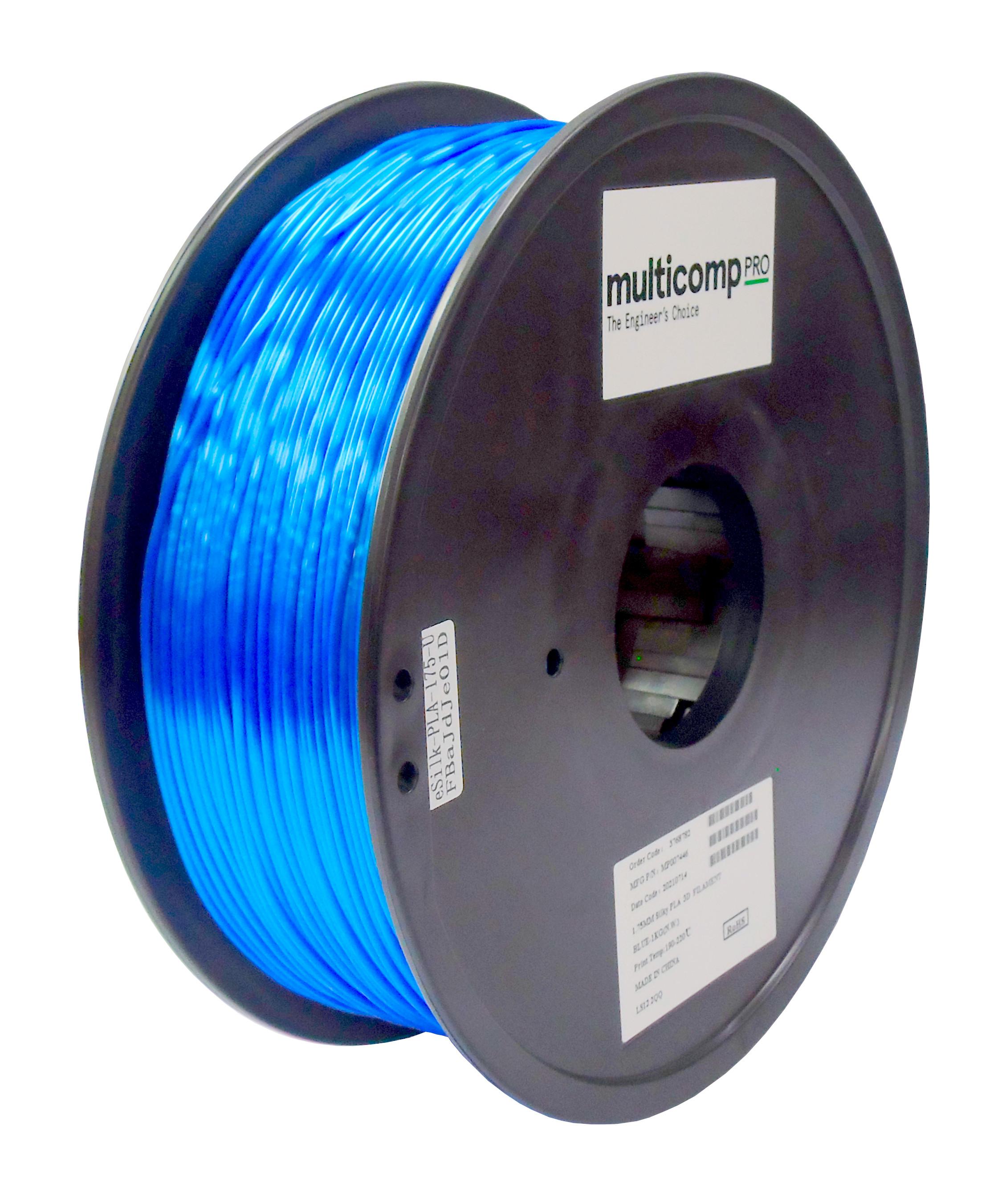 Multicomp Pro Mp007446 3D Filament, Silk Pla, 1.75mm, 1Kg/ Blue