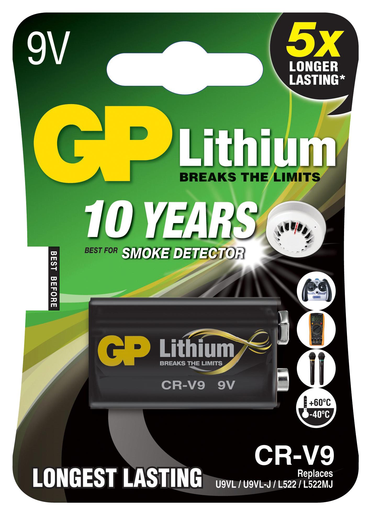 Gp Batteries Gppvlcrv9000 Battery, Lithium, Pp3, 9V