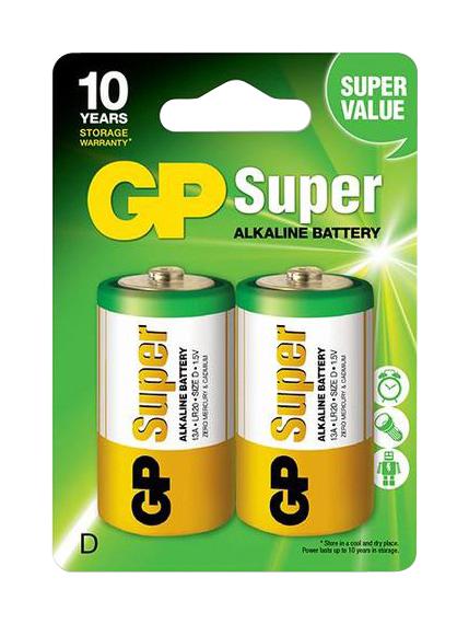 Gp Batteries Gppca13As002 Battery, Alkaline, D, 1.5V, Pk2