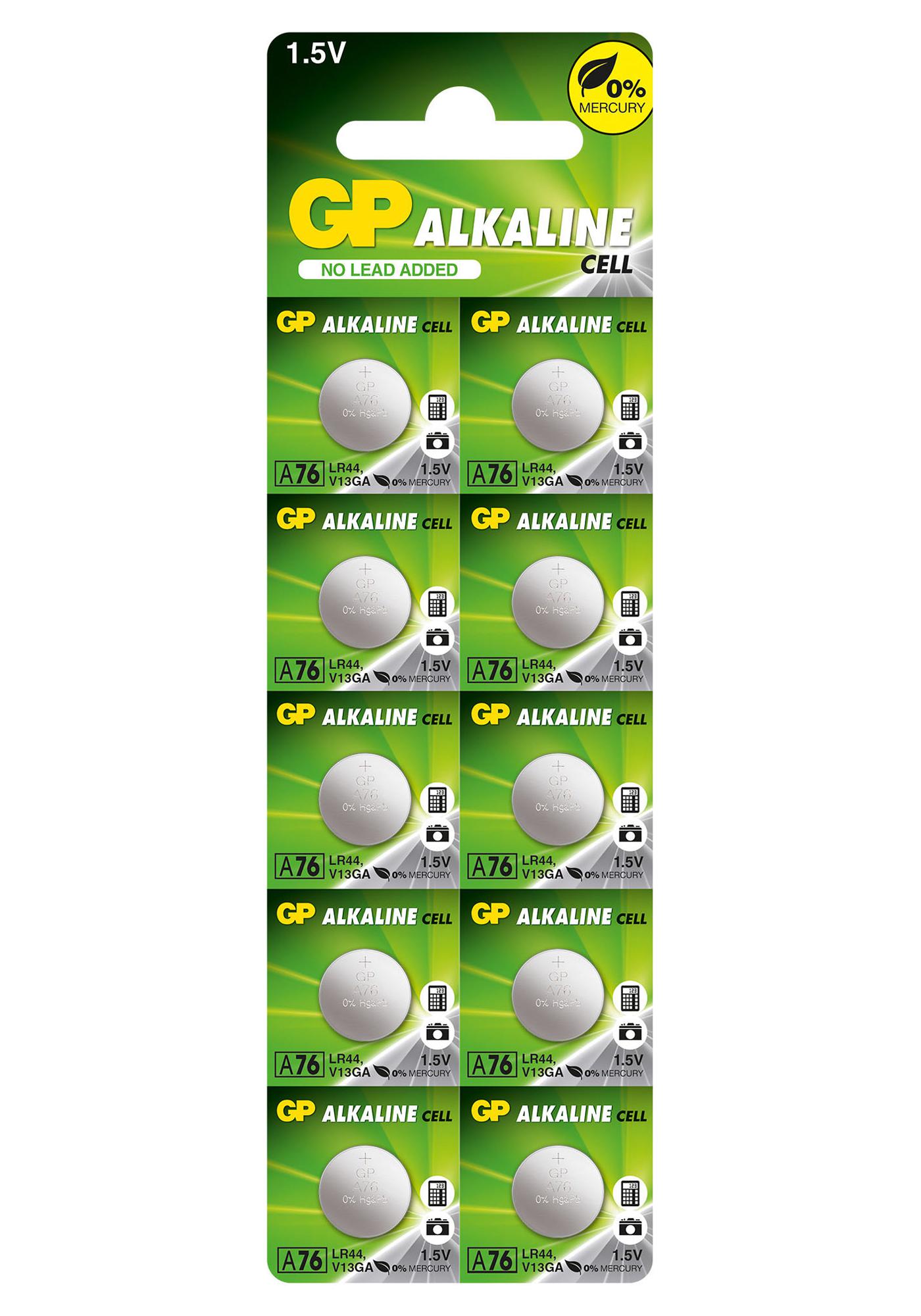 Gp Batteries Gppbaa76F012 Battery, Alkaline, 1.5V, 0.11Ah, Pk10