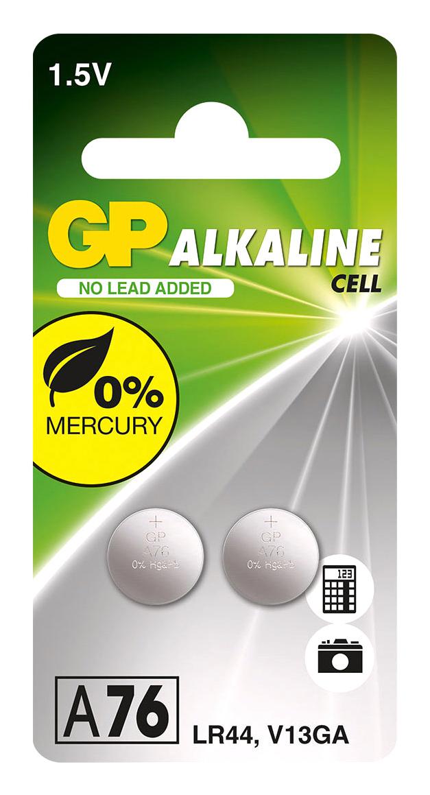 Gp Batteries Gppbaa76F002 Battery, Alkaline, 1.5V, 0.11Ah, Pk2