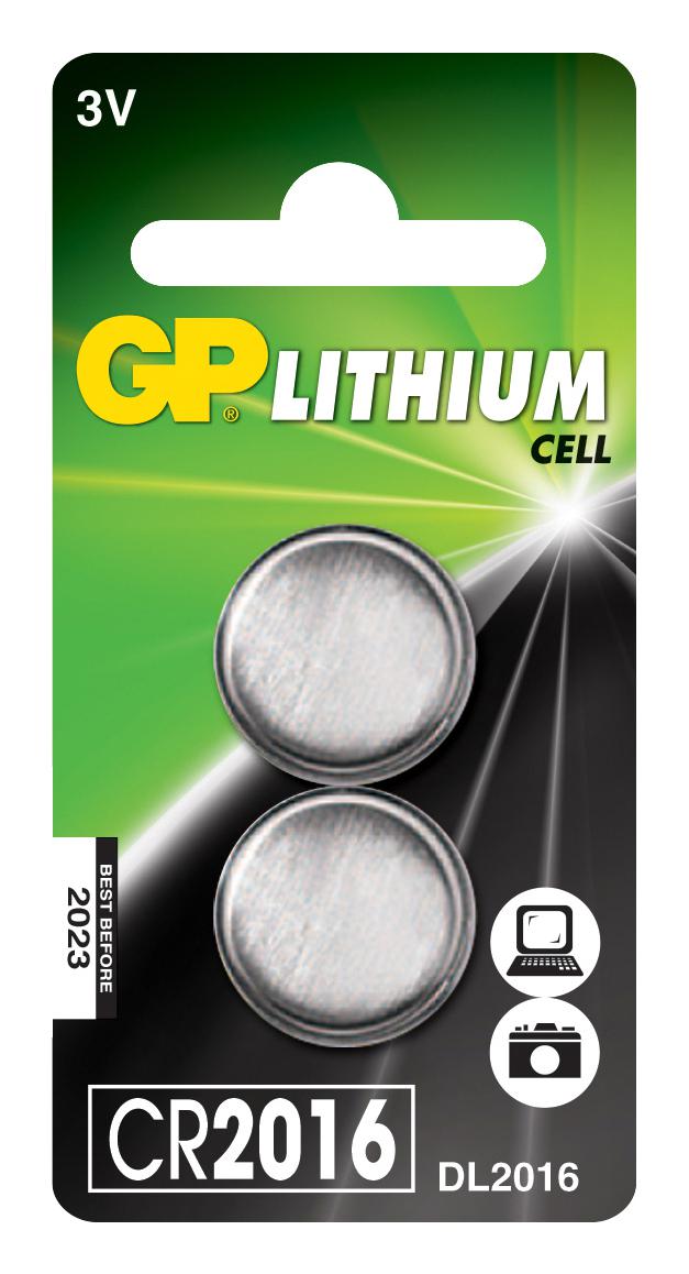 Gp Batteries Gppbl2016141 Battery, Lithium, 3V, 90Mah, Pk2