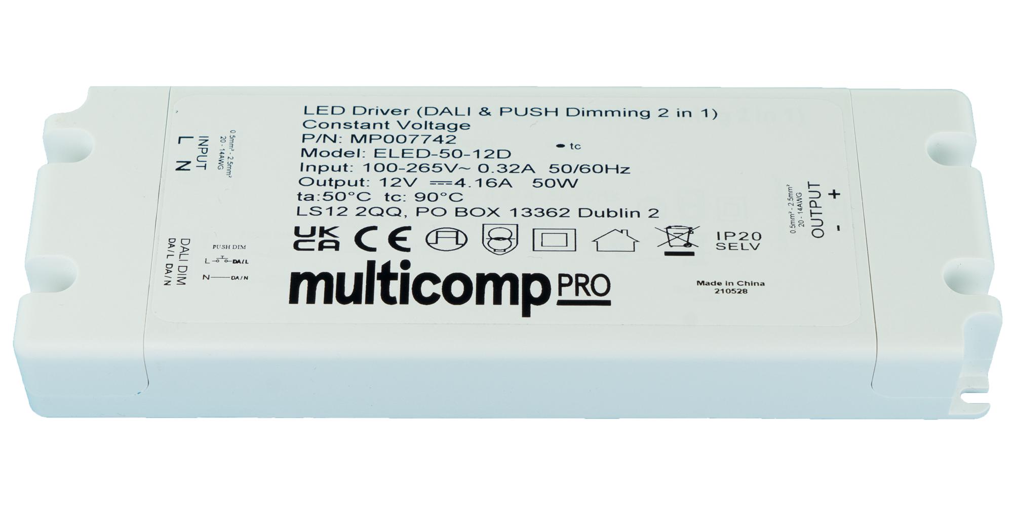 Multicomp Pro Mp007743 Led Driver, Constant Voltage, 50W