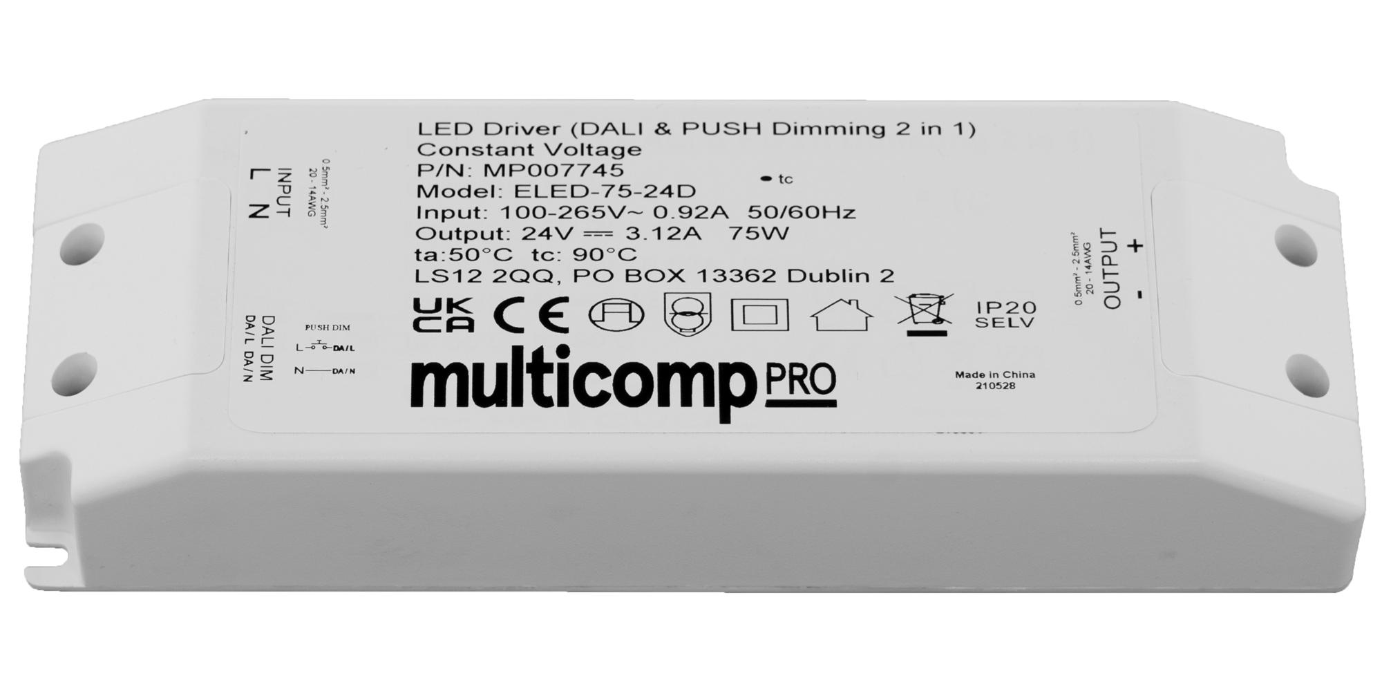 Multicomp Pro Mp007744 Led Driver, Constant Voltage, 75W