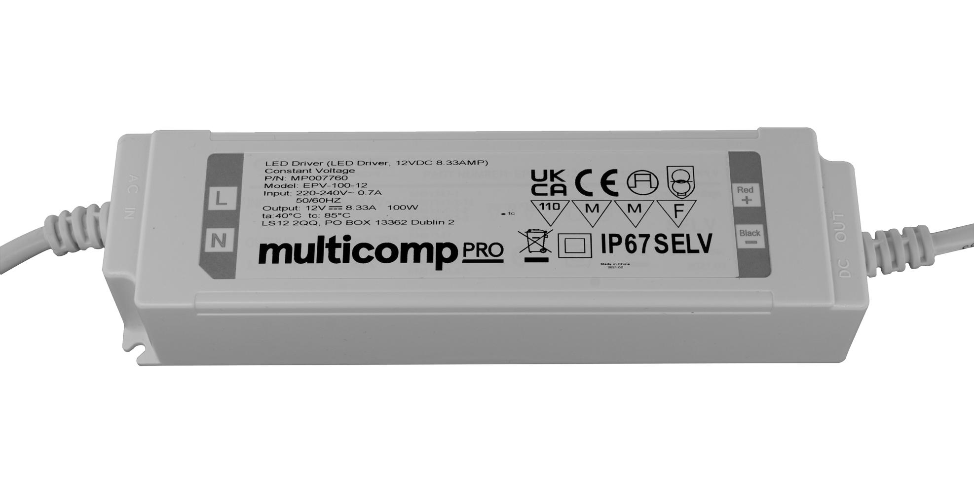 Multicomp Pro Mp007761 Led Driver, Constant Voltage, 100W