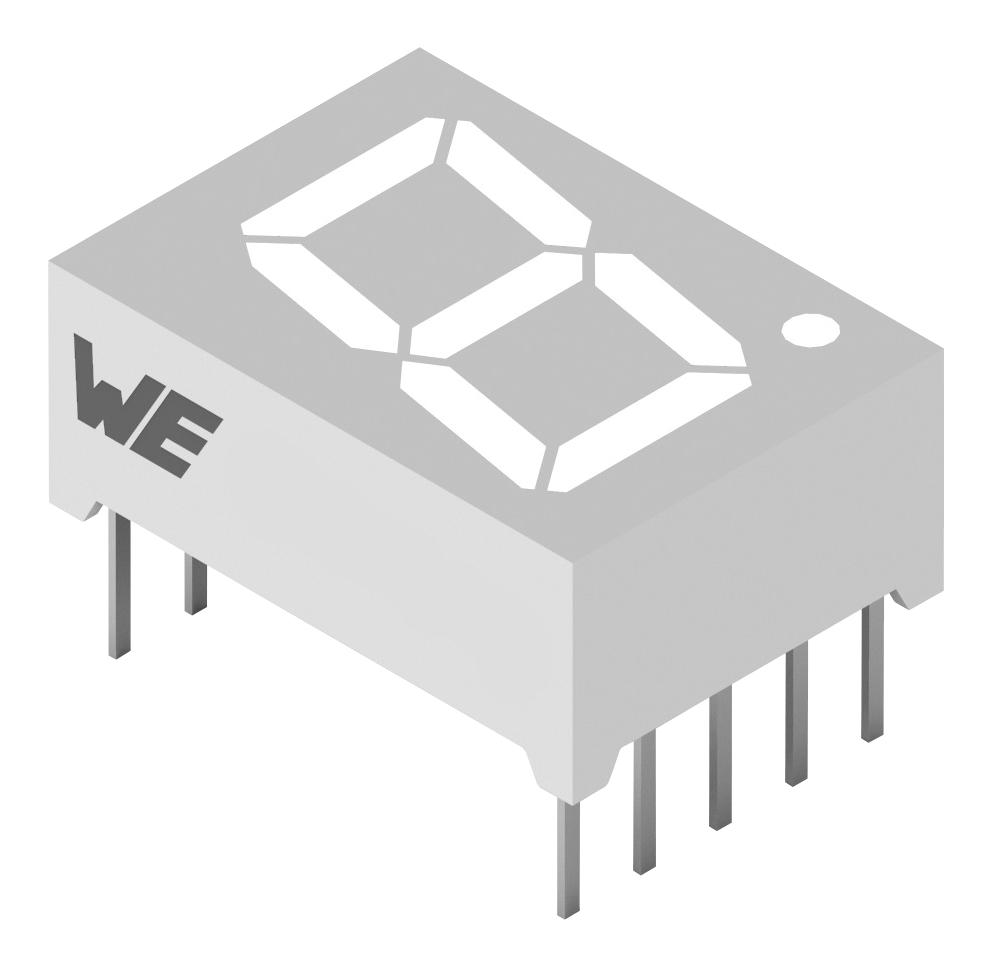 WÃ¼rth Elektronik 157142V12803 7-Seg Display, Comm Anode, Grn, 46Mcd