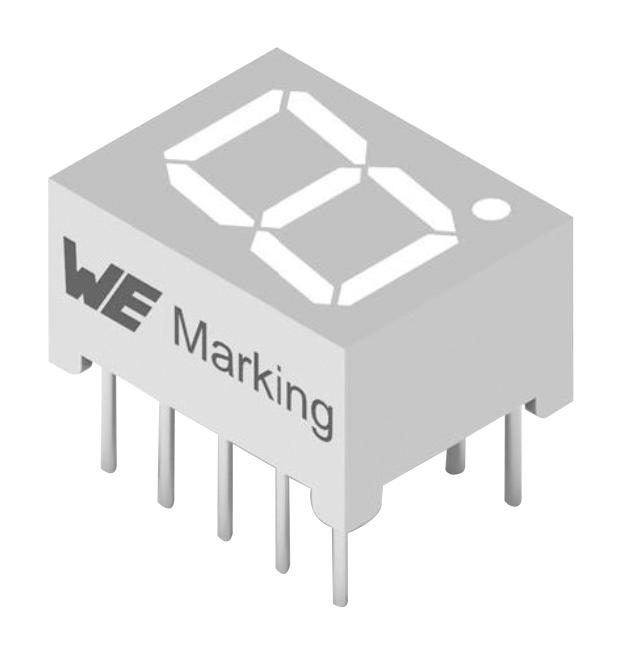 WÃ¼rth Elektronik 157119V12701 7-Seg Display, Comm Cathode, Grn, 46Mcd