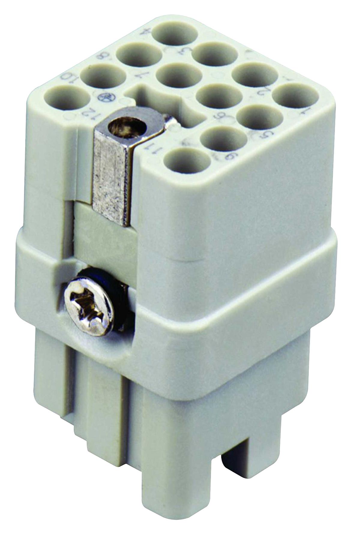 Te Connectivity T2080122201-000 Heavy Duty Insert, Rcpt,12+Pe, 10A